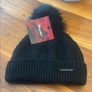 NWT New Moosejaw Black Bells Whistles Pom Beanie Hat One Size
